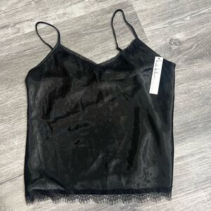 Whimsical goth y2k Black Lace Lined Camisole Spaghetti Strap Large NWT 1171C